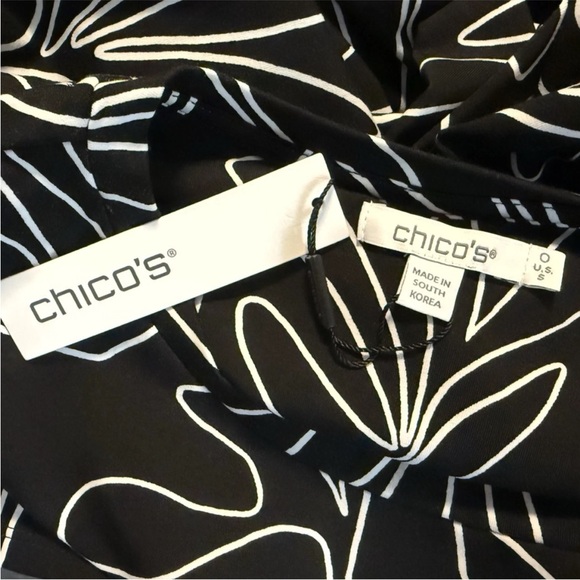 NEW Chico's Top Size 0 (Small) Pottery Tuck Short Sleeves Knit Blouse Floral - Picture 7 of 8